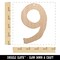 Number 9 Nine Cute Typewriter Font Unfinished Craft Wood Holiday Christmas Tree DIY Pre-Drilled Ornament